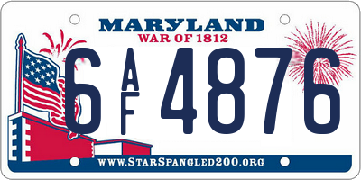 MD license plate 6AF4876
