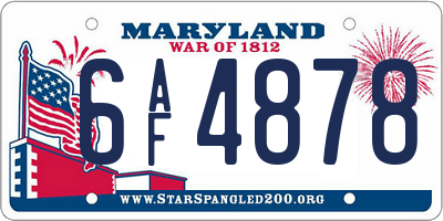 MD license plate 6AF4878