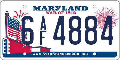 MD license plate 6AF4884