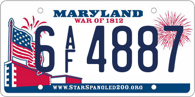 MD license plate 6AF4887