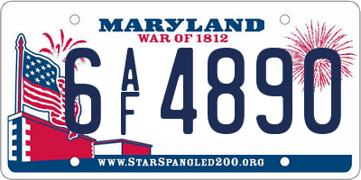 MD license plate 6AF4890