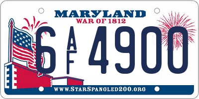 MD license plate 6AF4900