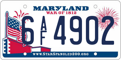 MD license plate 6AF4902