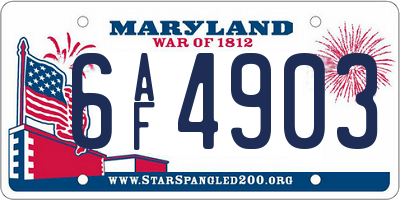 MD license plate 6AF4903
