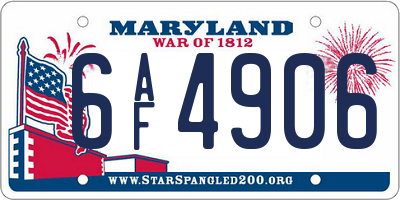 MD license plate 6AF4906