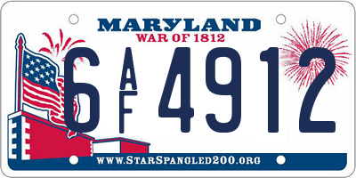 MD license plate 6AF4912