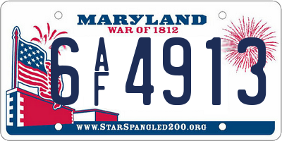 MD license plate 6AF4913