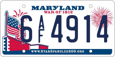 MD license plate 6AF4914