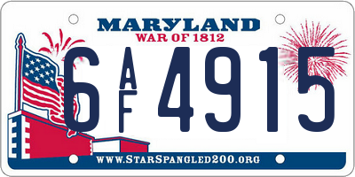 MD license plate 6AF4915