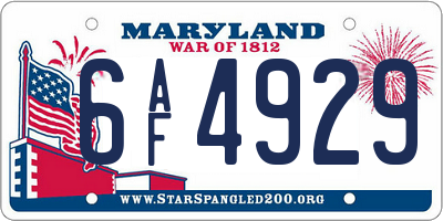 MD license plate 6AF4929