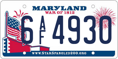 MD license plate 6AF4930