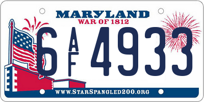 MD license plate 6AF4933