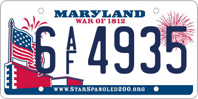 MD license plate 6AF4935