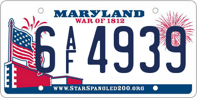MD license plate 6AF4939