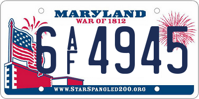 MD license plate 6AF4945