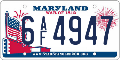 MD license plate 6AF4947