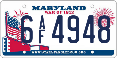 MD license plate 6AF4948