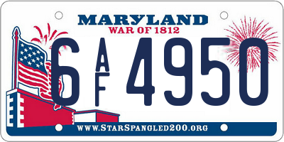MD license plate 6AF4950