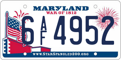 MD license plate 6AF4952