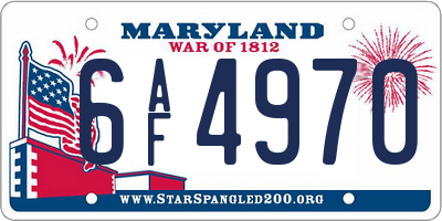 MD license plate 6AF4970