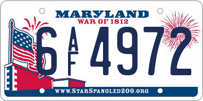 MD license plate 6AF4972