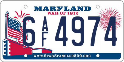 MD license plate 6AF4974