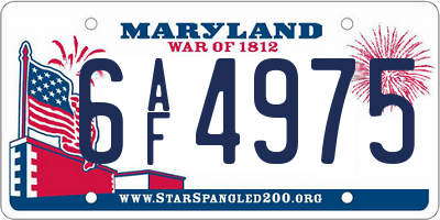MD license plate 6AF4975