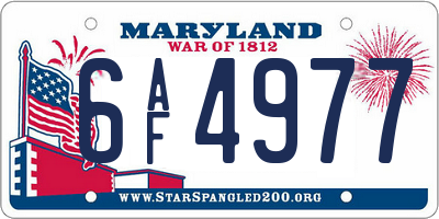 MD license plate 6AF4977