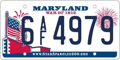 MD license plate 6AF4979