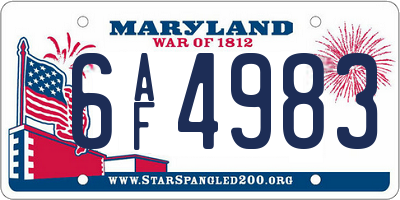 MD license plate 6AF4983