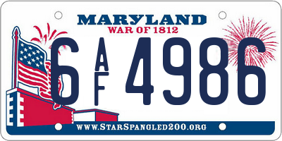 MD license plate 6AF4986