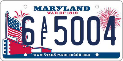 MD license plate 6AF5004