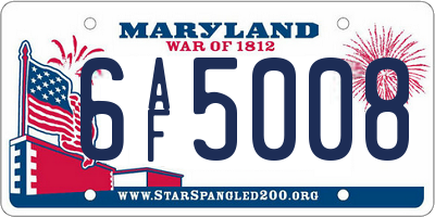 MD license plate 6AF5008