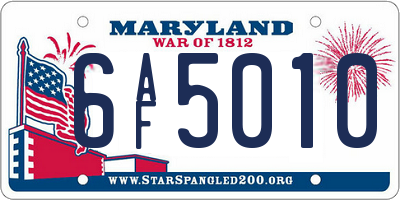 MD license plate 6AF5010