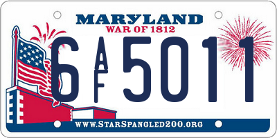 MD license plate 6AF5011