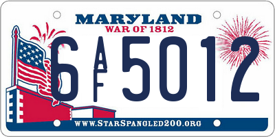MD license plate 6AF5012