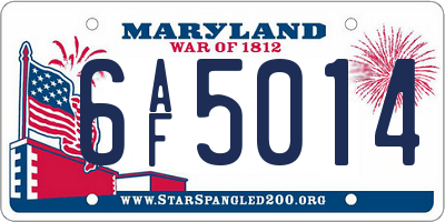 MD license plate 6AF5014