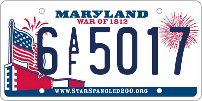 MD license plate 6AF5017