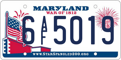 MD license plate 6AF5019