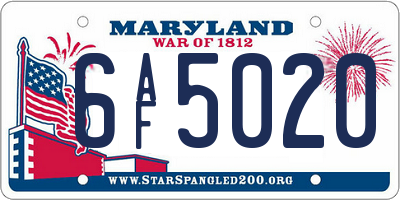 MD license plate 6AF5020
