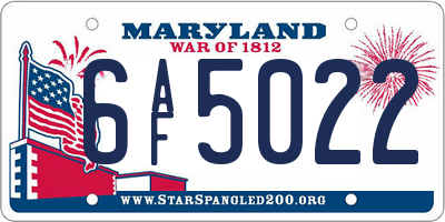 MD license plate 6AF5022