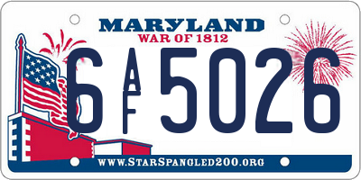 MD license plate 6AF5026