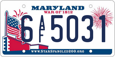 MD license plate 6AF5031