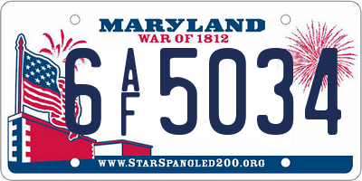 MD license plate 6AF5034
