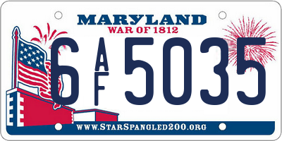 MD license plate 6AF5035