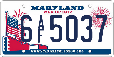 MD license plate 6AF5037