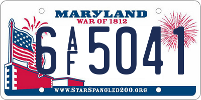 MD license plate 6AF5041
