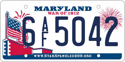 MD license plate 6AF5042