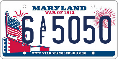 MD license plate 6AF5050
