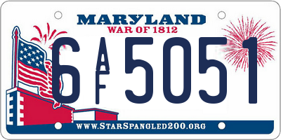 MD license plate 6AF5051